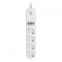 Prelungitor cu protectie Serioux, 4 prize schuko, input 100-240V, 50- 60Hz, output (Total): 2500W - 10A, 4 porturi USB, 4 portur