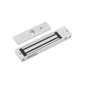 Electromagnet aplicabil, cu monitorizare si led Retentie: 180kgf Consum: 400mA/12Vcc 200mA/24Vcc Dimensiuni: 185(L) x 22.4(l) x 