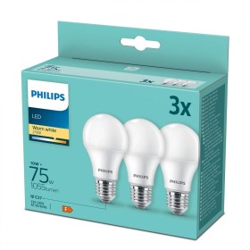 3 Becuri LED Philips A60, E27, 10W (75W), 1055 lm, lumina calda (27...