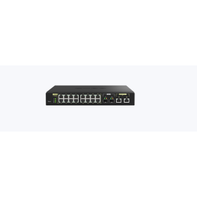 Switch QNAP M2116P CPU Microchip VSC7448-02, 16 porturi 2.5GbE (RJ45) PoE 802.3at (30W), 2 porturi 10GbE SFP+, 2 porturi 10GbE R
