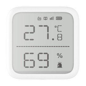 Detector de temperatura si umiditate wireless Hikvision DS-PDTPH-E-WE, seria AXPRO, design modular pentru diferite aplicatii, co