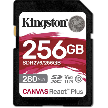 Kingston 256GB SDXC Canvas React Plus SDXC UHS-II 280R/150W U3 V60