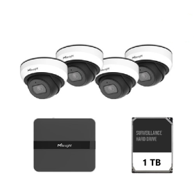 Kit supraveghere video Milesight 4 buc camera Dome MS-C2973-PD + 1 buc NVR MS-N1004-UPC