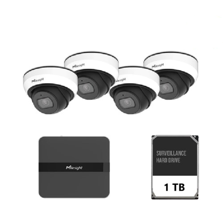 Kit supraveghere video Milesight 4 buc camera Dome MS-C2973-PD + 1 buc NVR MS-N1004-UPC