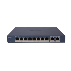 Switch 8 porturi Gigabit, Hikvision DS-3E1510P-EI/M, 8 × gigabit PoE ports, and 2 × Gigabit RJ45, IEEE 802.3af,IEEE 802.3at,  MA
