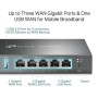 "Omada Gigabit VPN Router PORT: 1× Gigabit RJ45 WAN Port, 2× Gigabit RJ45 WAN/LAN Ports, 2× Gigabit RJ45 LAN Ports, 1× USB 2.0 P