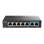 D-Link switch DMS-107, 7 porturi, Standarde si protocoale: IEEE 802.3 10BASE-T,  IEEE 802.3u 100BASE-TX,  IEEE 802.3ab 1000BASE-
