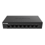 D-Link Switch DGS-108GL, 8 porturi Gigabit, Capacity 16Gbps, desktop, faramanagement, metal, negru, fara ventilator, D-link Gree