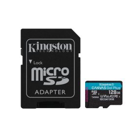 KINGSTON 128GB microSDXC Canvas Go Plus Gen4 200MB/s A2 U3 V30 Card + Adapter