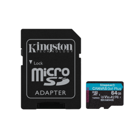 KINGSTON 64GB microSDXC Canvas Go Plus Gen4 200MB/s A2 U3 V30 Card + Adapter