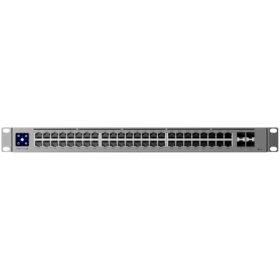 Ubiquiti 48-port, Layer 3 switch 2.5 GbE and PoE++ output, 16x 2.5 GbE ports including (8) PoE+ and (8) PoE++, 32x GbE ports inc