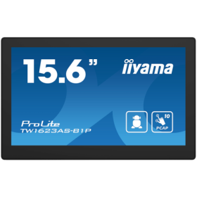IIYAMA Monitor Android 24/7 TW1623AS-B1P 15.6” Full HD PCAP 10pt touch screen with POE  1920 x 1080 16:9 450 cd/m² 30ms projecti