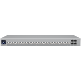Ubiquiti Layer 3 Etherlighting switch USW-PRO-HD-24-EU, (22) 2.5 GbE, (2) 10 GbE ports, (4) 10G SFP+ ports. DC power backup read