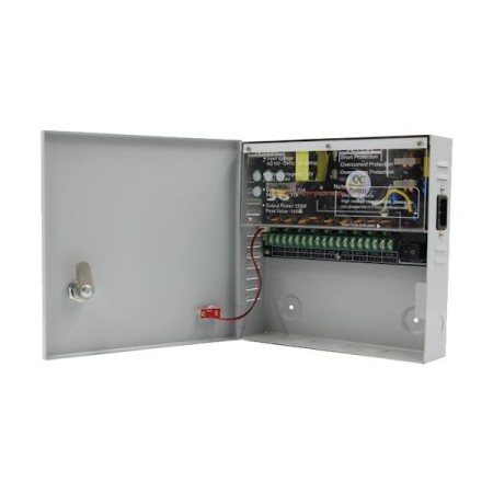 Surse alimentare 12V pentru camere Sursa alimentare CCTV 12V 10A 9 iesiri STR1210-09C Strong Euro Power