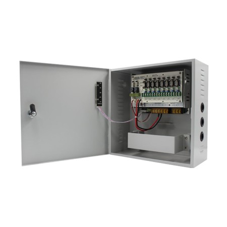 Surse alimentare 12V pentru camere Sursa de alimentare CCTV 12V 10A 8 iesiri cu back-up STR1210-08CBD Strong Euro Power