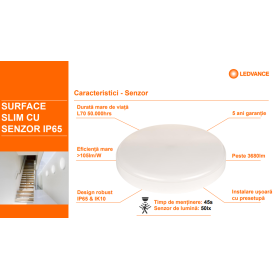 Plafoniera LED pentru exterior cu senzor de miscare Ledvance SURFAC...