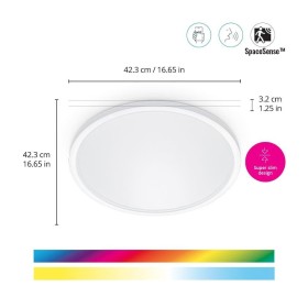 Plafoniera LED RGB WiZ SuperSlim, Wi-Fi, control vocal, 22W, 2600 l...