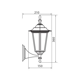 Aplica tip felinar Vivalux MARIBOR UP, E27, max. 1x60W, IP44 ,210x1...