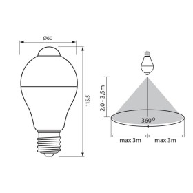 Bec LED cu senzor de miscare Vivalux Sigma, E27, 7W (50W), 600 lm ,...