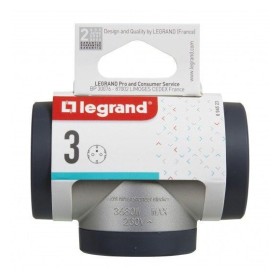 Bloc Priza tripla iesiri Laterale Standard 2P+T 16A cul.aluminiu-gr...