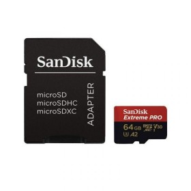 SanDisk Extreme microSDXC 64GB + SD Adapter + 1 year RescuePRO Deluxe up to 170MB/s & 80MB/s Read/Write speeds A2 C10 V30 UHS-I 