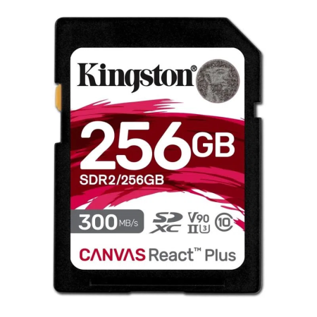 Kingston 256GB Canvas React Plus SDXC UHS-II 300R/260W U3 V90 for Full HD/4K/8K